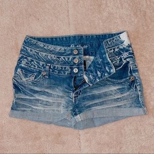 Amethyst Blue Distressed Jean Shorts